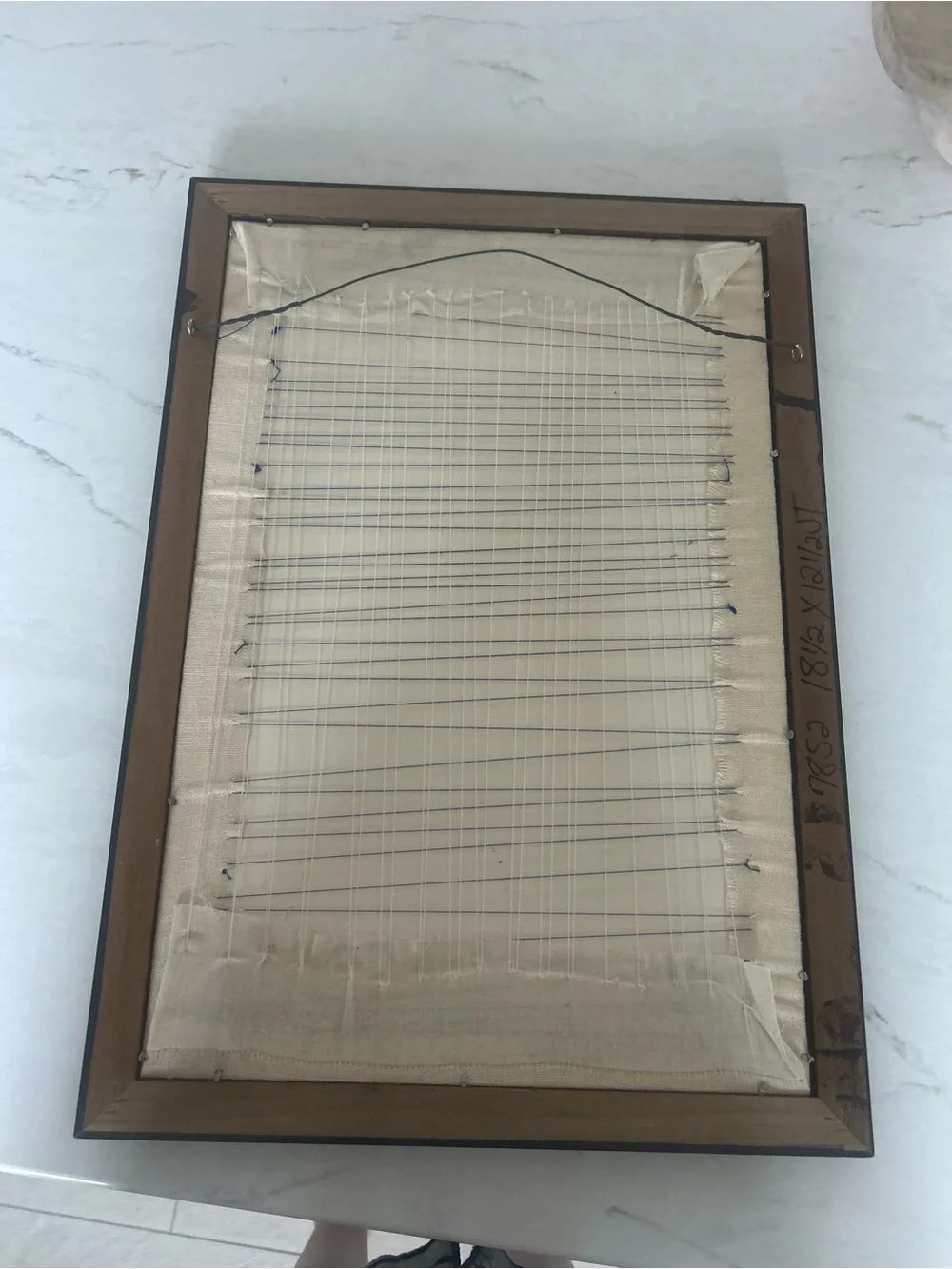 Vintage 1987 Framed Cross Stitch Sampler Welcome Pineapple Farmhouse Wall Art